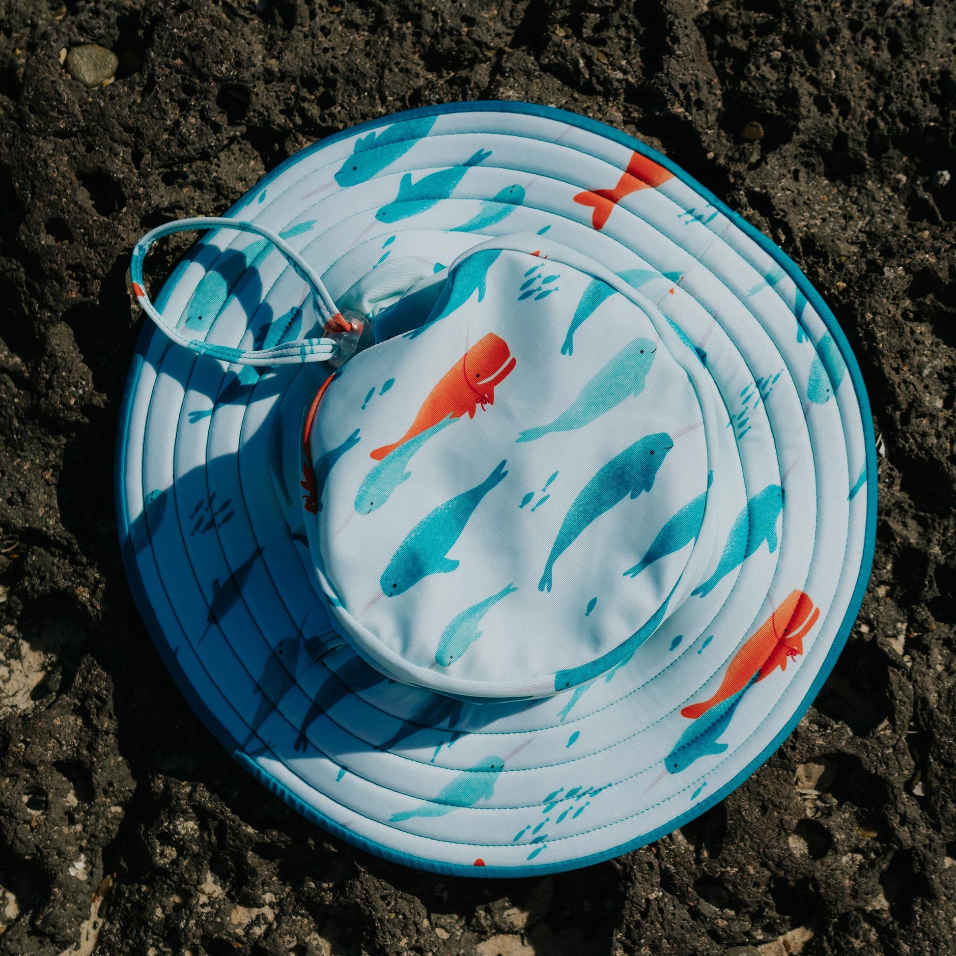 Pipi Swimwear narwhal reversible wide brim swim hat